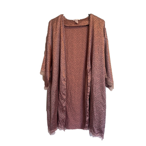 Victoria’s Secret Pink Cheetah Print Lace Trim Satin Robe Size Medium/Large